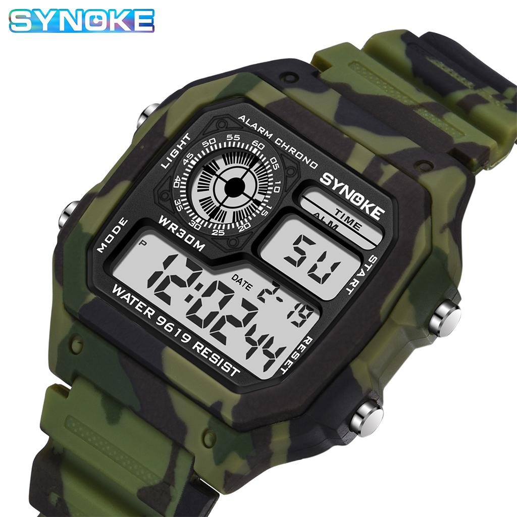 Outdoor Lighting Timer - SYNOKE Outdoor Militar Digital Watch Para