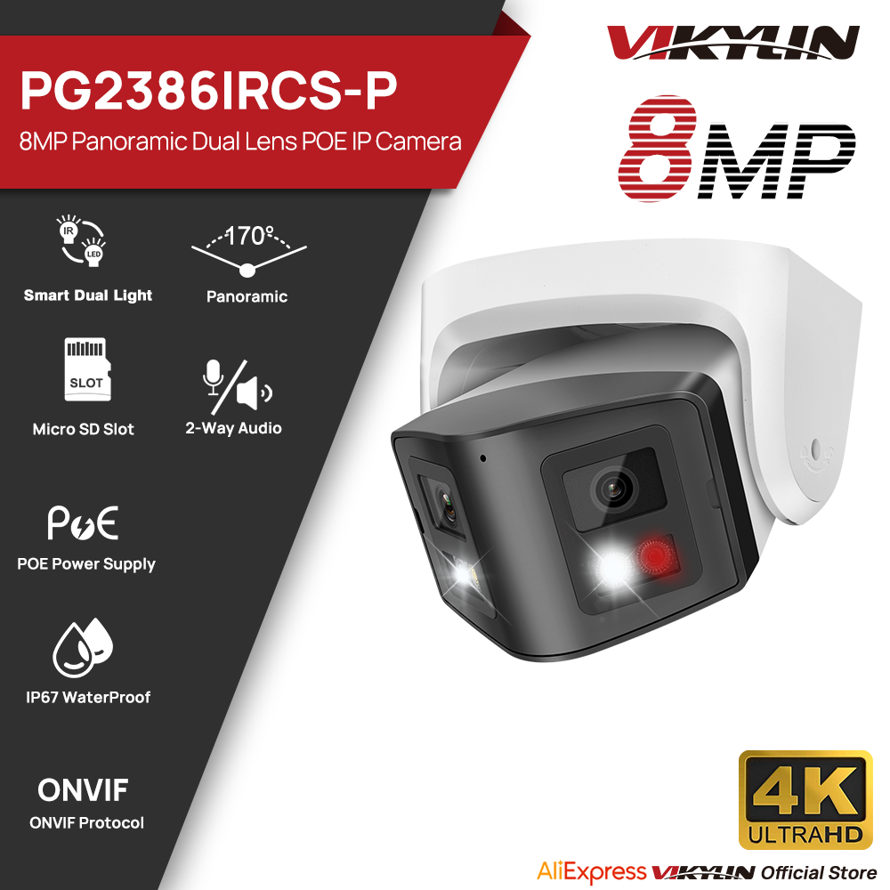 Outdoor Lighting Mains Powered - Câmera IP Panorâmica Inteligente Vikylin 8MP