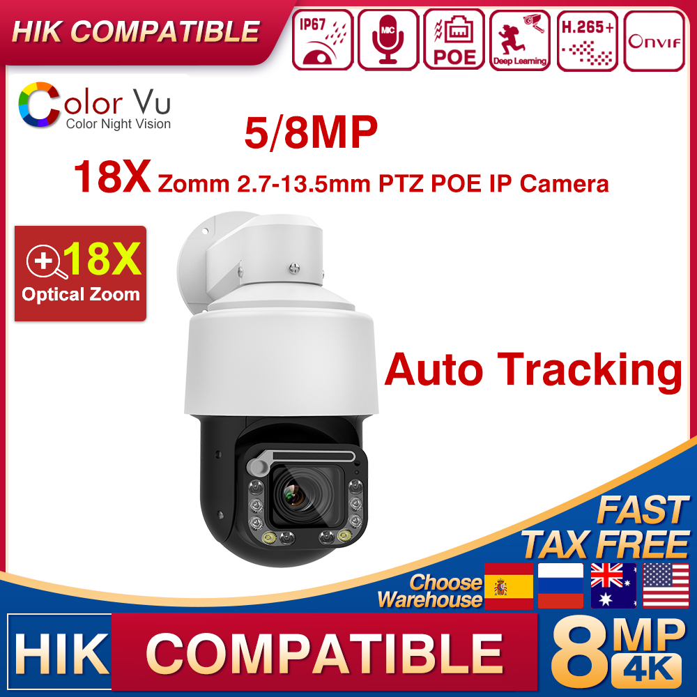 Outdoor Lighting Mains Powered - Hikvision compatível 4k 8mp poe ptz