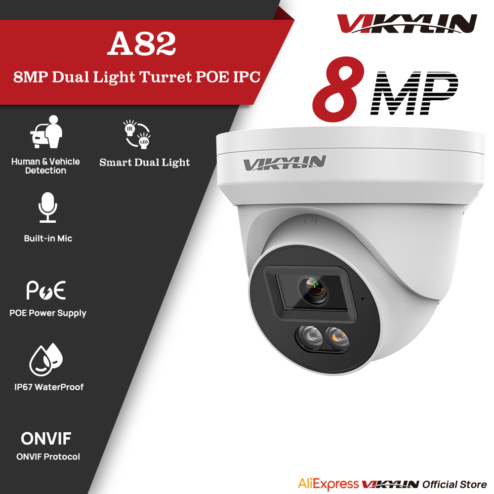 Outdoor Lighting Mains Powered - Câmera de Segurança IP VIKYLIN 8MP