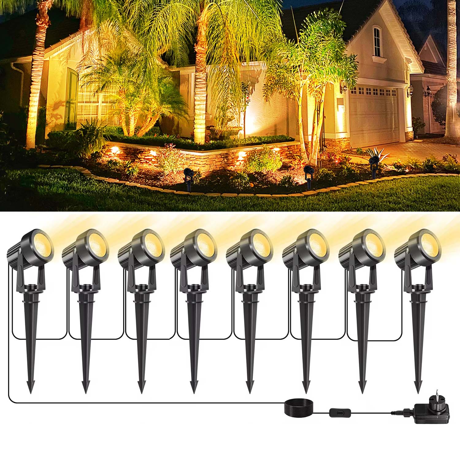 Outdoor Lighting Uk - 4/6/8leds 3000k holofote ao ar livre