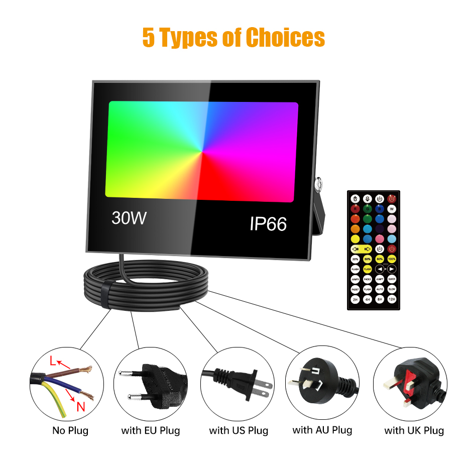 Refletor LED RGB 30W 50W 80W I - Outdoor Lighting Uk avaliação e preço