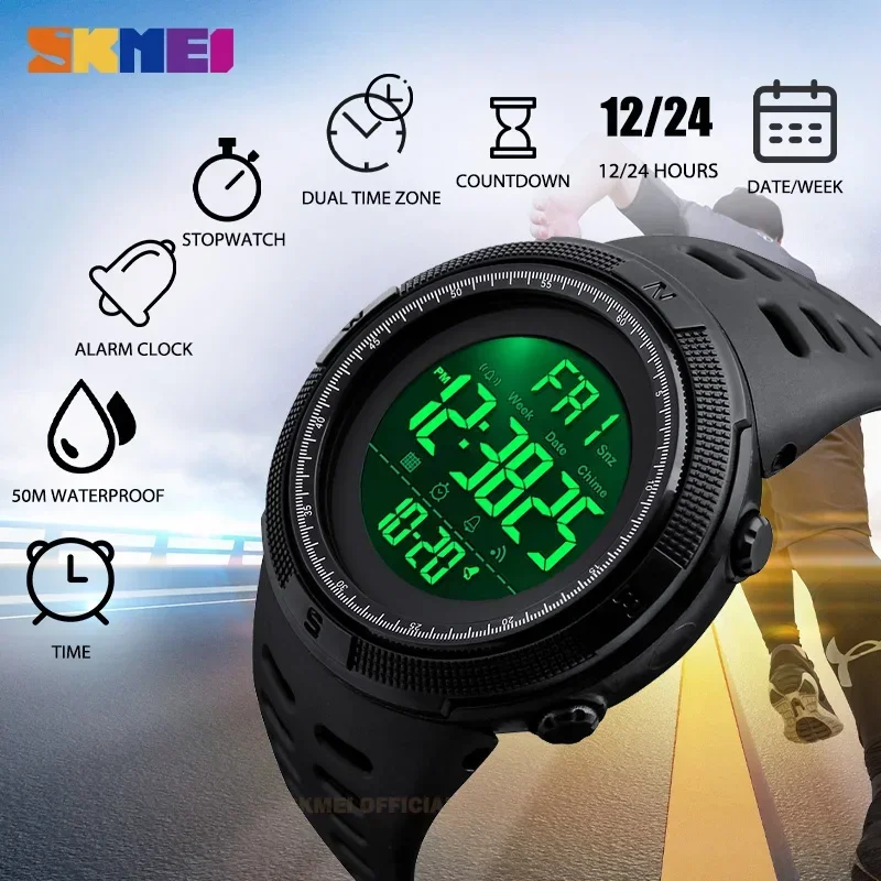 SKMEI-Relógio Digital Impermeá - Outdoor Lighting Timer avaliação e preço