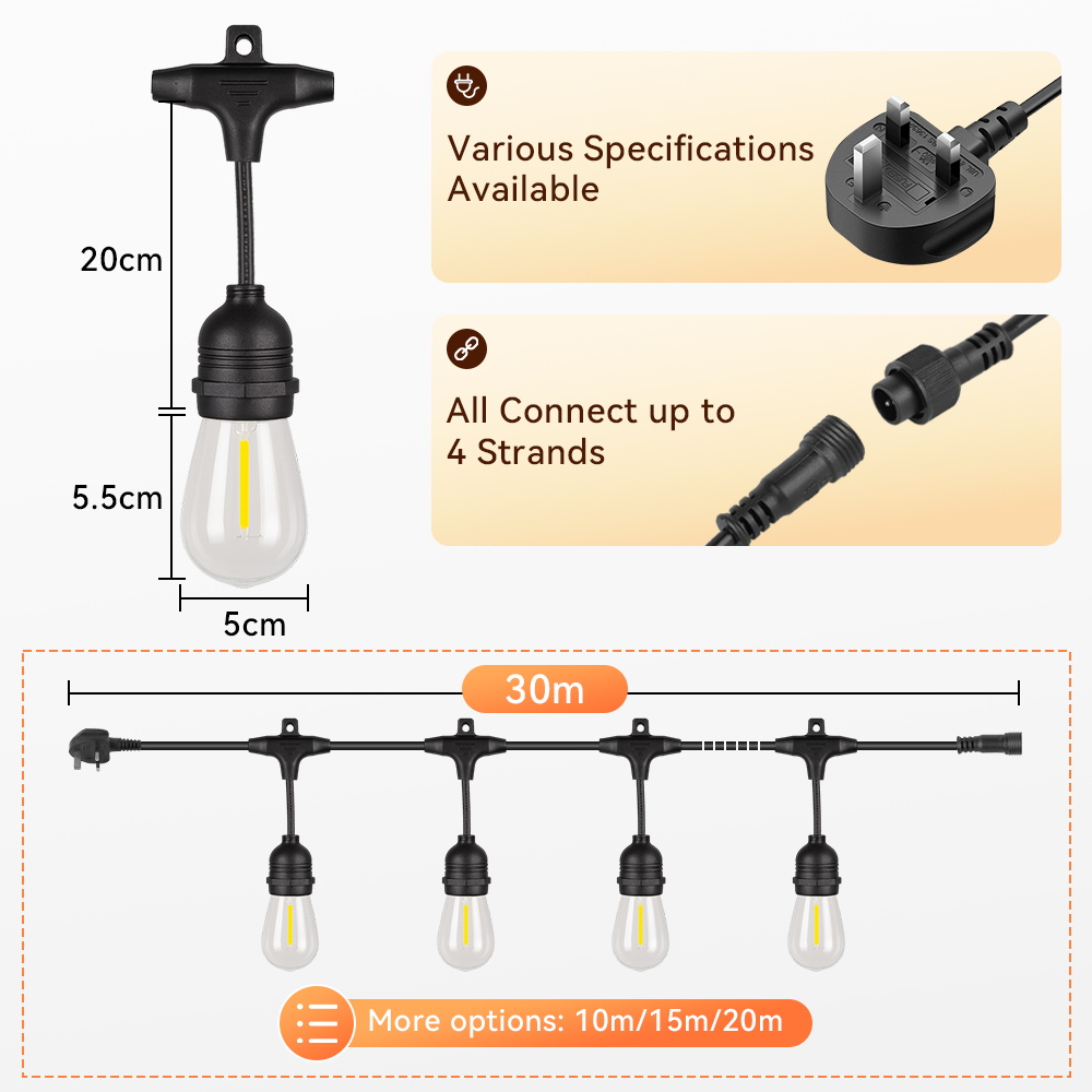 E27 luzes de corda ao ar livre - Outdoor Lighting Uk avaliação e preço